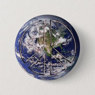 Planet Earth Peace Sign 6 Cm Round Badge