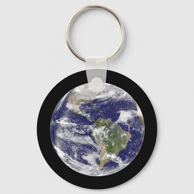 Planet Earth Photographic Round Globe Key Ring (Front)