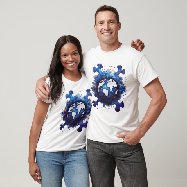 Planet Earth Puzzle Piece Graphic - Abstract Earth T-Shirt (Unisex)