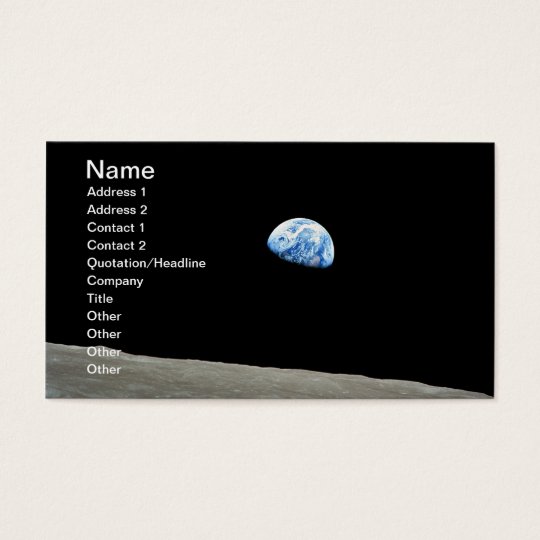Planet earth rising above the moon business card