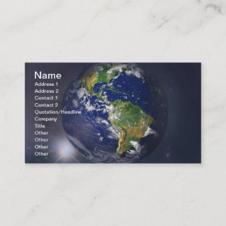 Planet earth rising above the sun in space business card