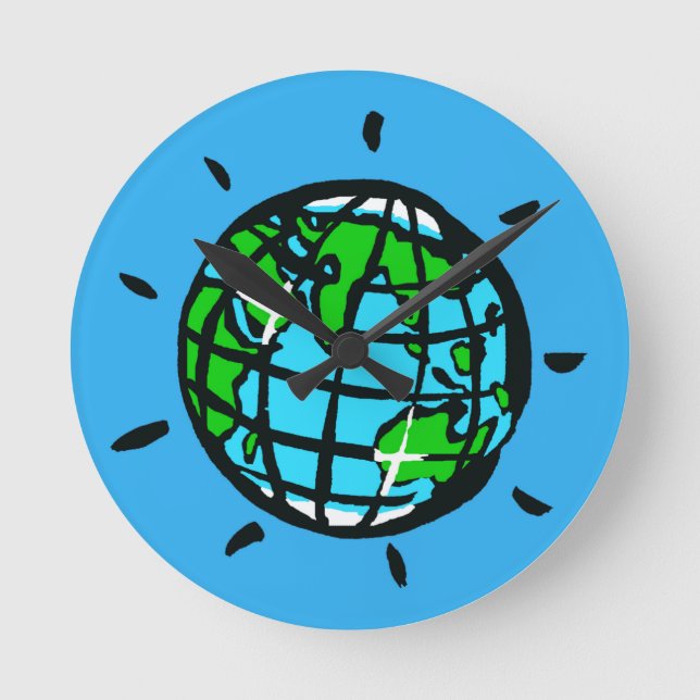Planet Earth - Round Clock (Front)