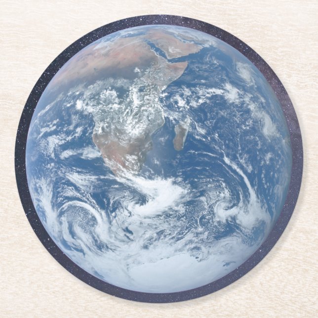 Planet earth round paper coaster (Front)