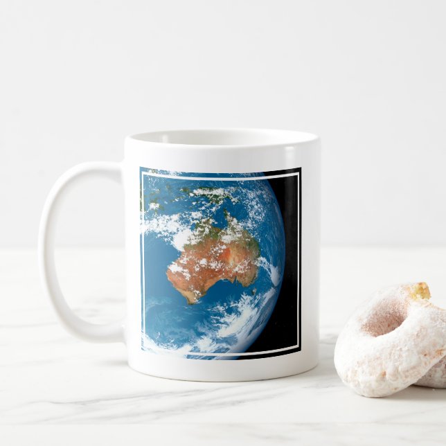 Planet Earth Showing Clouds Over Australia. Coffee Mug (With Donut)