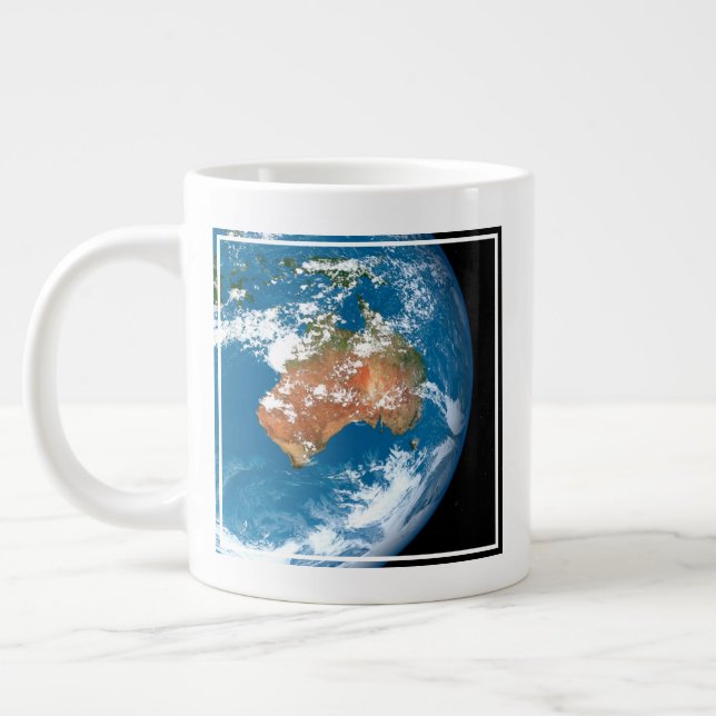 Planet Earth Showing Clouds Over Australia. Large Coffee Mug (Left)