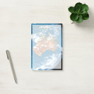 Planet Earth Showing Clouds Over Australia. Post-it Notes