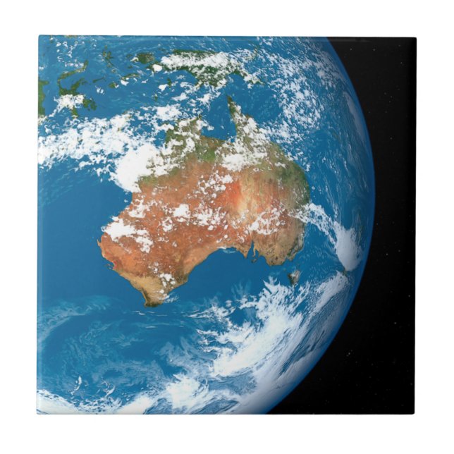 Planet Earth Showing Clouds Over Australia. Tile (Front)