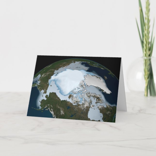 Planet Earth Showing Sea Ice Coverage In 1980. Card (Front)