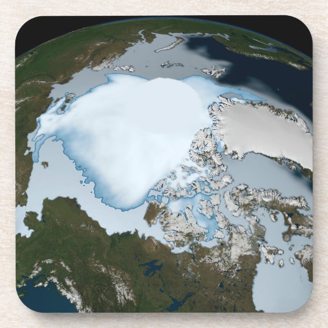 Planet Earth Showing Sea Ice Coverage In 1980. Coaster (Front)