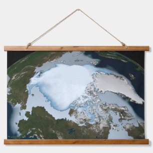 Planet Earth Showing Sea Ice Coverage In 1980. Hanging Tapestry