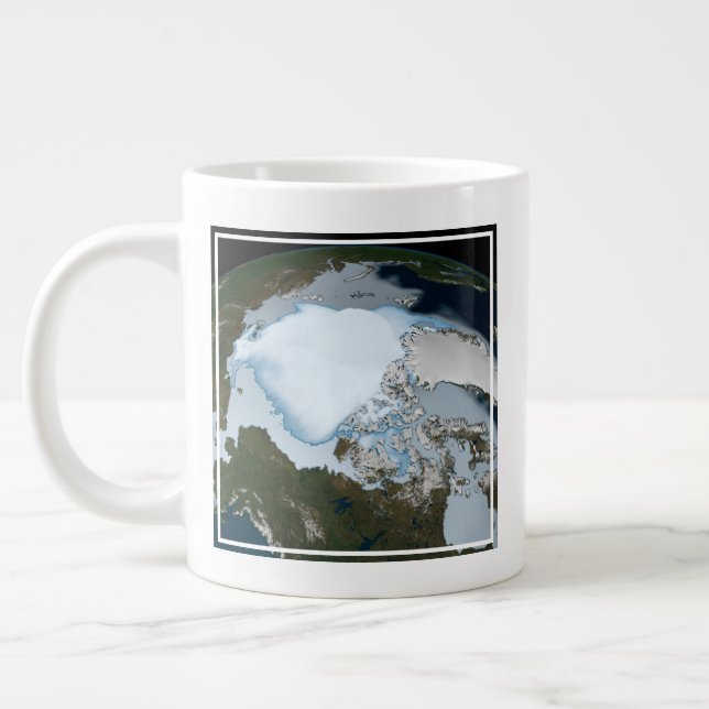 Planet Earth Showing Sea Ice Coverage In 1980. Large Coffee Mug (Left)
