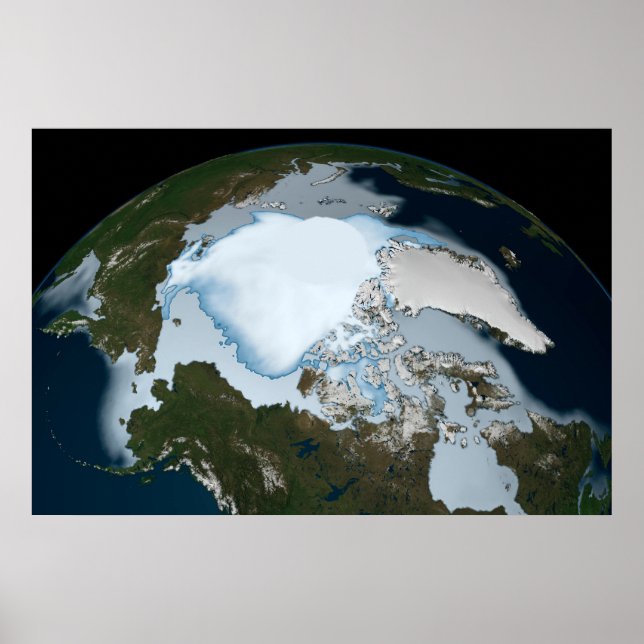 Planet Earth Showing Sea Ice Coverage In 1980. Poster (Front)
