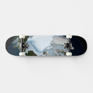 Planet Earth Showing Sea Ice Coverage In 1980. Skateboard