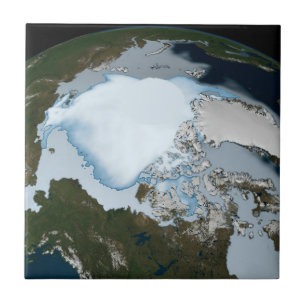 Planet Earth Showing Sea Ice Coverage In 1980. Tile