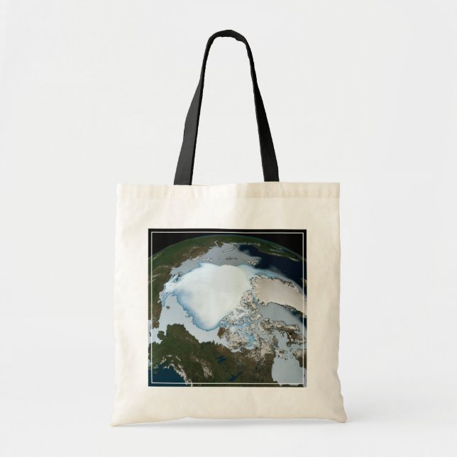 Planet Earth Showing Sea Ice Coverage In 1980. Tote Bag (Front)