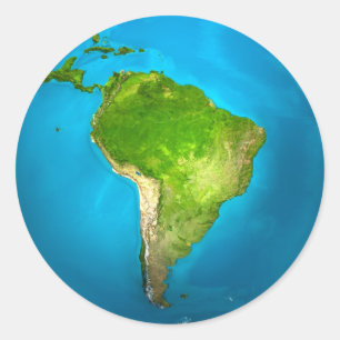 Planet Earth - South America - Colourful Globe. 3d Classic Round Sticker