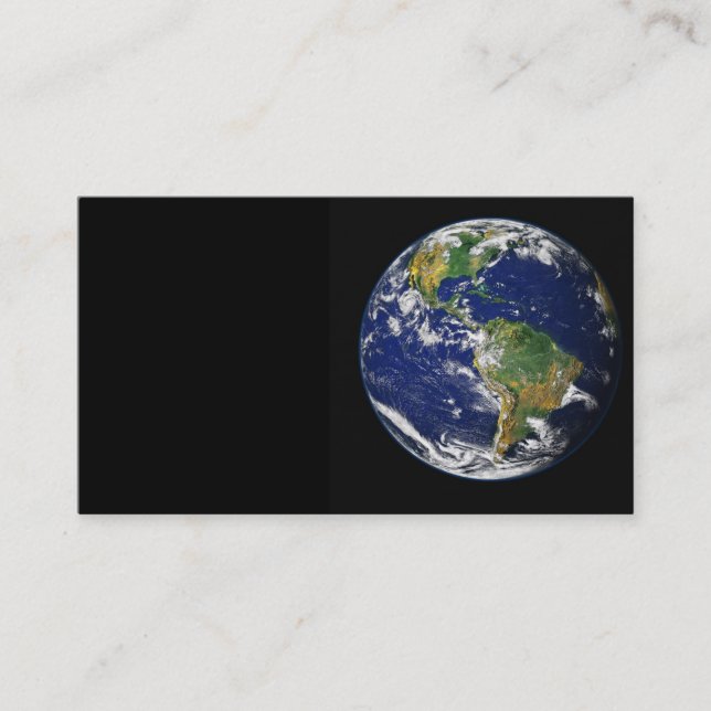 PLANET EARTH SPACE PHOTOGRAPHY BLUES GREENS BLACK BUSINESS CARD (Front)