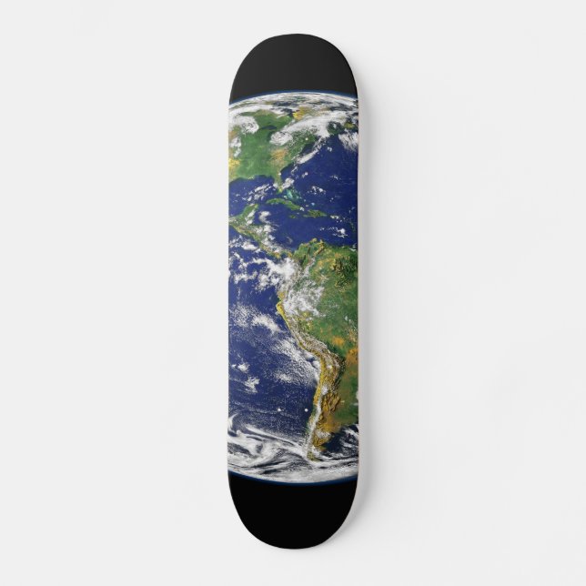 PLANET EARTH SPACE PHOTOGRAPHY BLUES GREENS BLACK SKATEBOARD (Front)