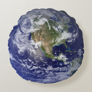 Planet Earth Space Solar System Home Blue Round Cushion