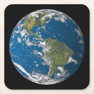 Planet EARTH Square Paper Coaster