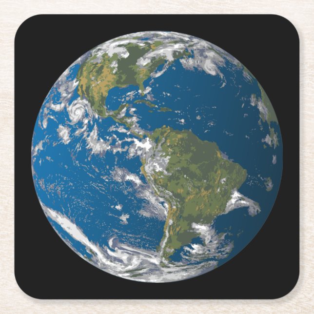 Planet EARTH Square Paper Coaster (Front)