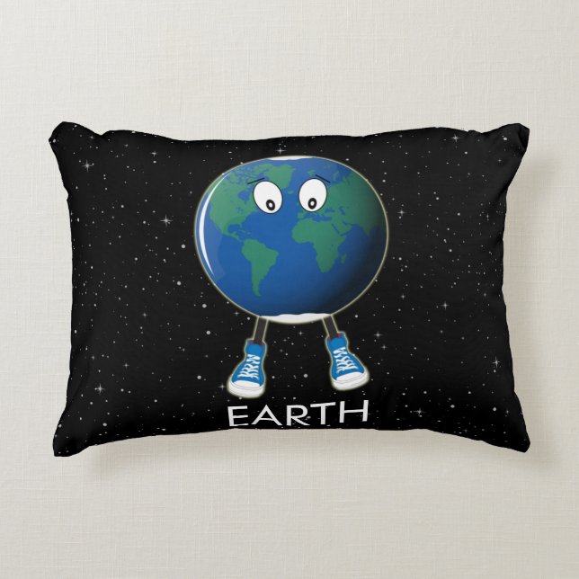 Planet Earth & Stars Decorative Cushion (Front)