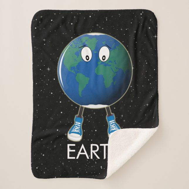 Planet Earth & Stars Sherpa Blanket (Front)