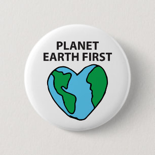 Planet First Ecofriendly Icon Happy Earth Clipart 6 Cm Round Badge