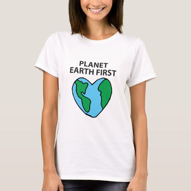 Planet First Ecofriendly Icon Happy Earth Clipart T-Shirt (Front)