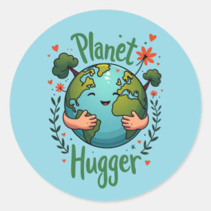 Planet Hugger - Earth Day Eco-Friendly Classic Round Sticker