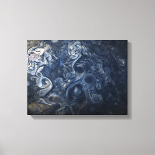 Planet Jupiter Blues Blue White Juno Cam Swirling Canvas Print