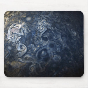 Planet Jupiter Blues Blue White Juno Cam Swirling Mouse Mat