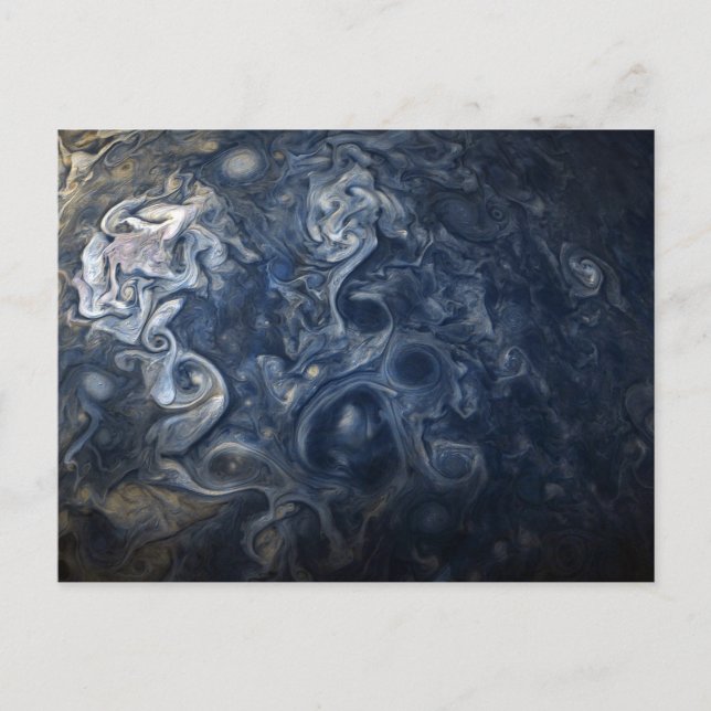 Planet Jupiter Blues Blue White Juno Cam Swirling Postcard (Front)