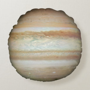 Planet Jupiter Space Solar System Stripes Orange Round Cushion