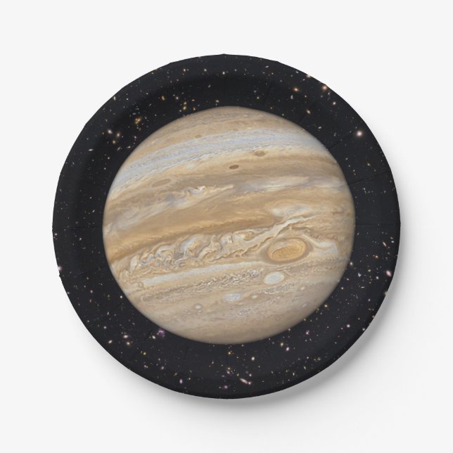 Planet Jupiter Starry Sky Paper Plates (Front)