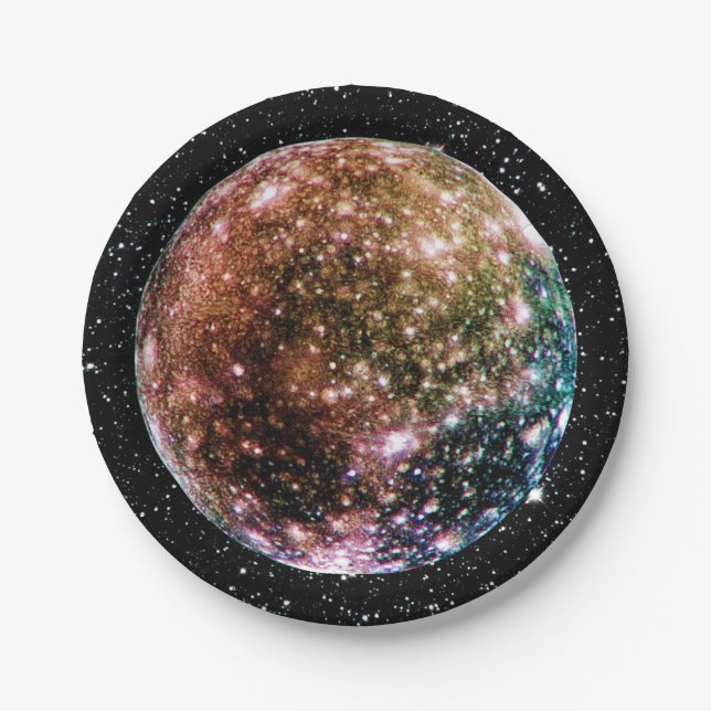 PLANET JUPITER'S MOON - CALLISTO Star Background 2 Paper Plate (Front)