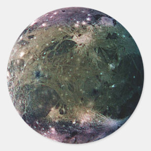 PLANET JUPITER'S MOON GANYMEDE (solar system) ~ Classic Round Sticker