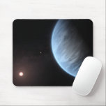 Planet K2-18b, Host Star And Accompanying Planet. Mouse Mat<br><div class="desc">Artist's concept of the planet K2-18b,  it's host star and an accompanying planet in this system. K2-18b is now the only super-Earth exoplanet known to host both water and temperatures that could support life.</div>