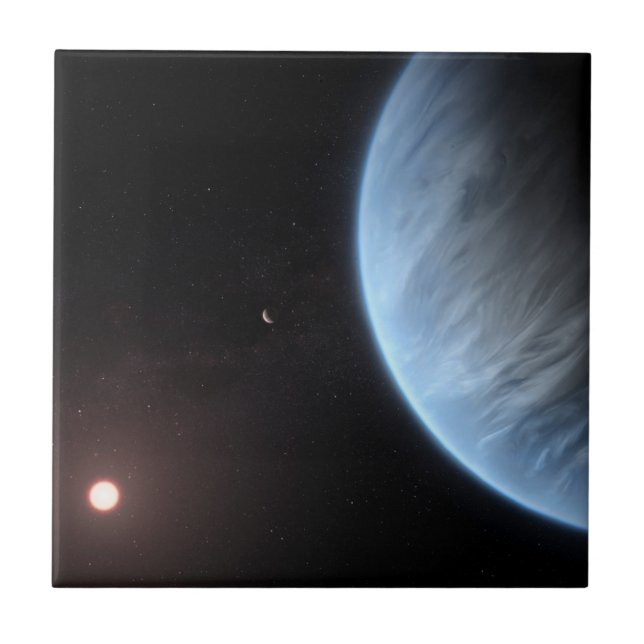 Planet K2-18b, Host Star And Accompanying Planet. Tile (Front)