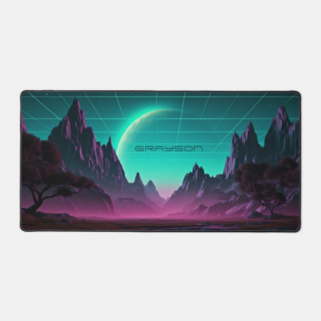 Planet Landscape Moon Digital Personalised Name Desk Mat (Front)