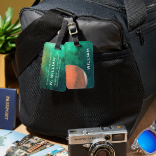 Planet Mars Solar System Space Green Galaxy Luggage Tag