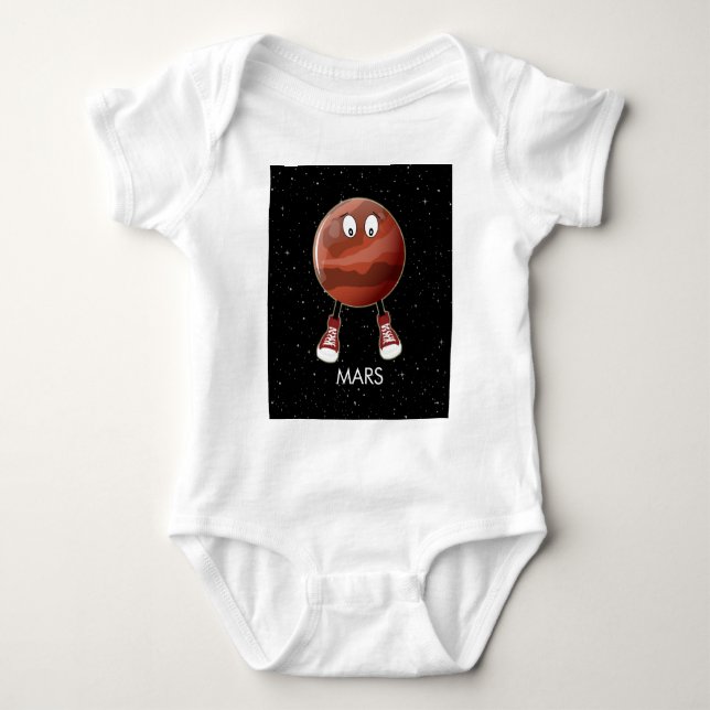 Planet Mars & Stars Baby Bodysuit (Front)