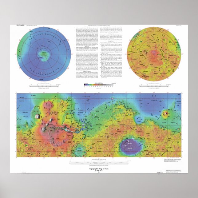 Planet Mars - Topographical Map Poster (Front)