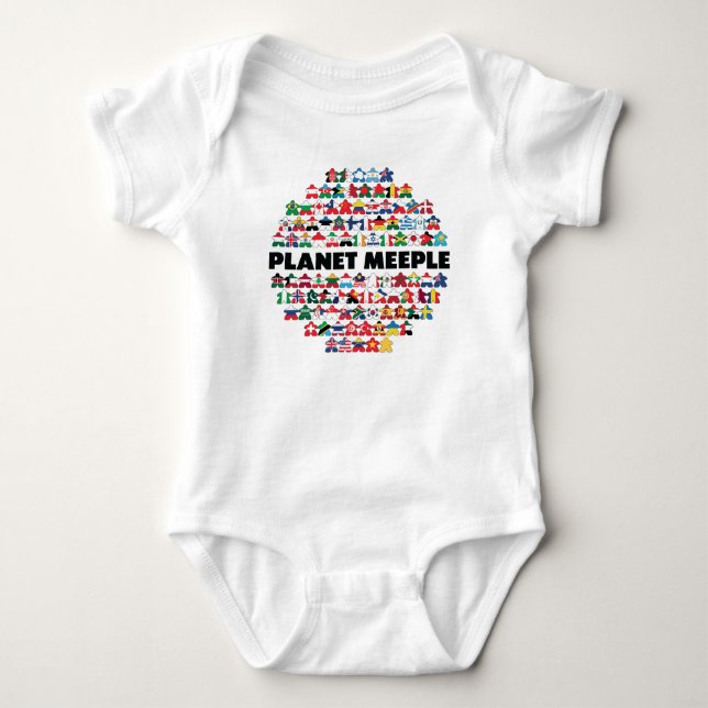 Planet Meeple, Black Text Baby Shirt (Front)