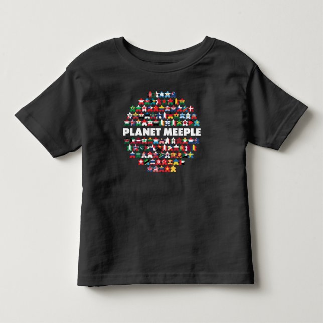 Planet Meeple, White Text Toddler Shirt (Front)