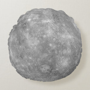 Planet Mercury Space Solar System Grey Moon Crater Round Cushion
