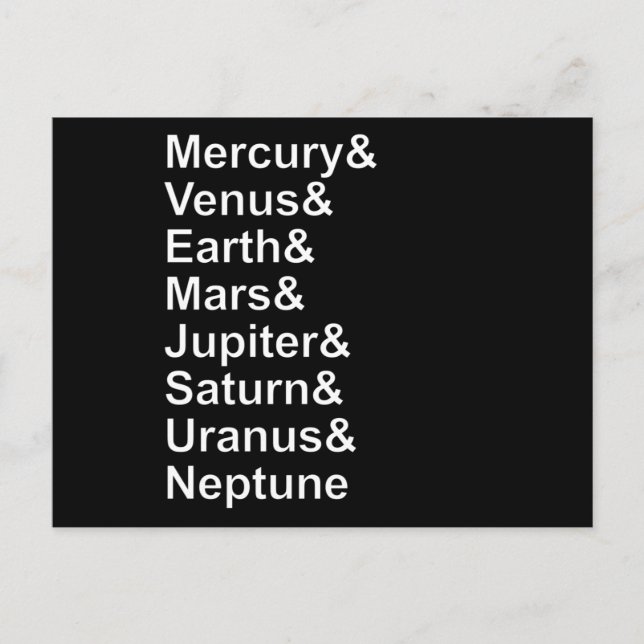 Planet Names Ampersand - Solar System Planets Postcard (Front)