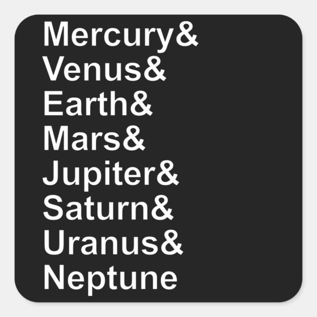 Planet Names Ampersand - Solar System Planets Square Sticker (Front)