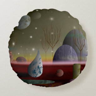 Planet Of The Shapes Round Throw Pillow