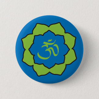 Planet Om blue/green Om Lotus 6 Cm Round Badge